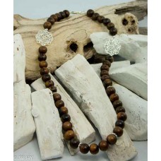 Silver, Wooden Pearls Necklace 